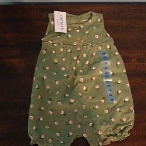 Carter's Green Floral Baby Romper 9m